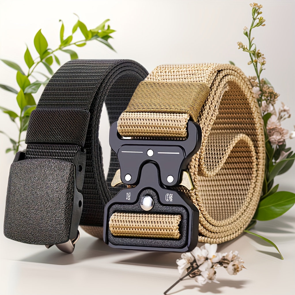 2pcs Tactical Belts with Quick Release Buckles Durable Nylon Stylish & Versatile